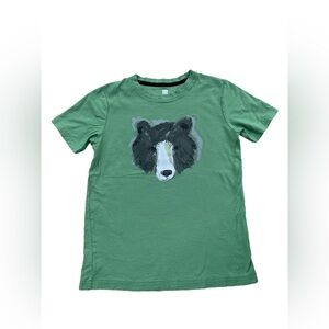 Tea Collection Size 10 Green Bear Face Short Sleeve Graphic Tee